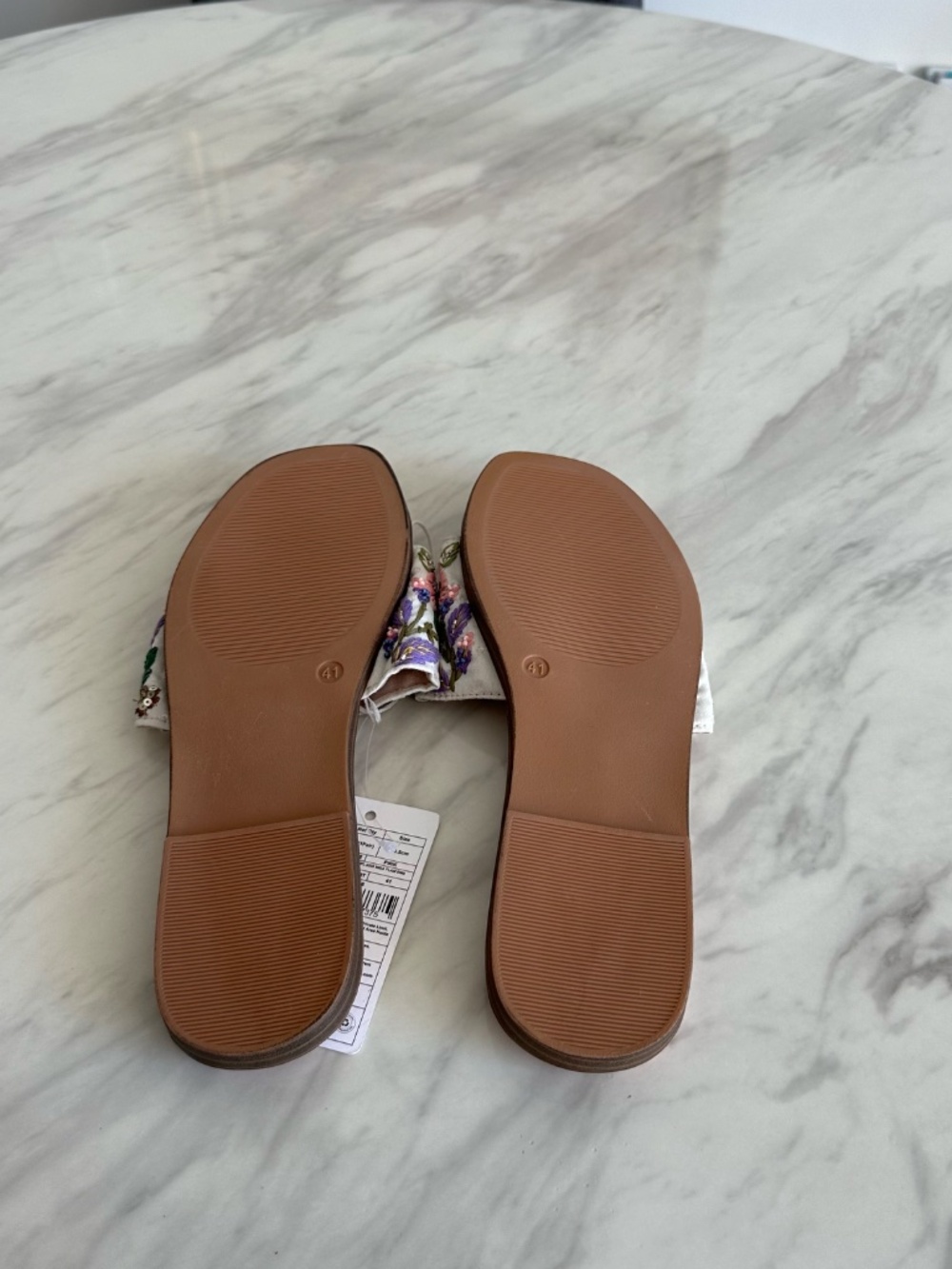NWT Luna Blu Artisanal Embroidered Flamingo Bead Slide Sandals 41 / 10 - Picture 8 of 9
